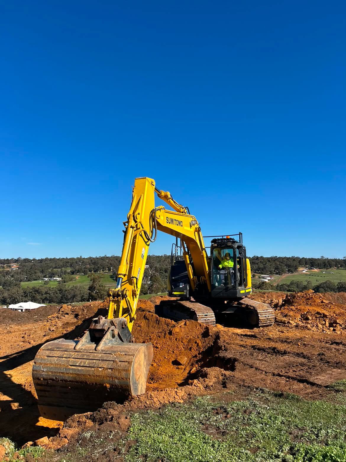 Excavator on-site during one of ProWest Contracting's projects.